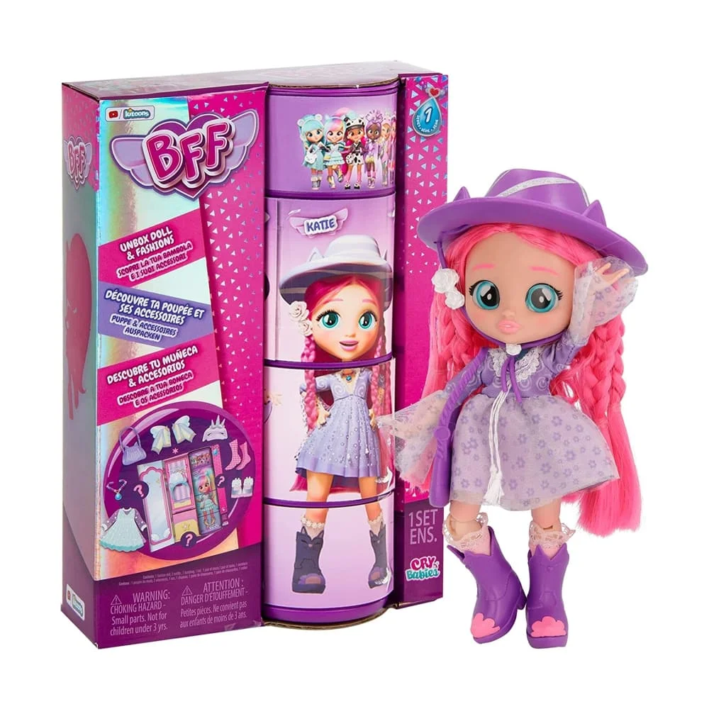 IMC BFF By Cry Babies Katie, Cry & Fashion Dolls for Kids, Character Doll Figure, BFF Dolls