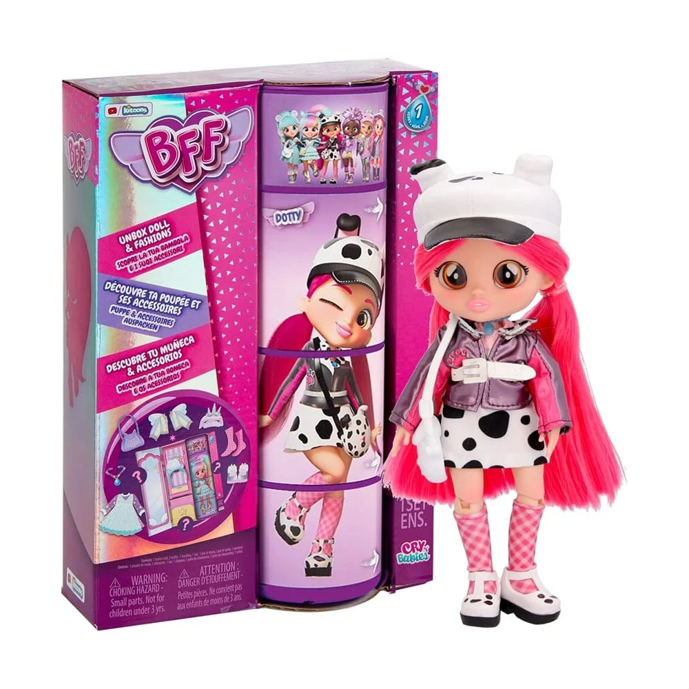 IMC BFF by Cry Babies Dotty, Collectible BFF Dolls & Cry Baby Dolls for Kids, Poseable Character Doll Figure