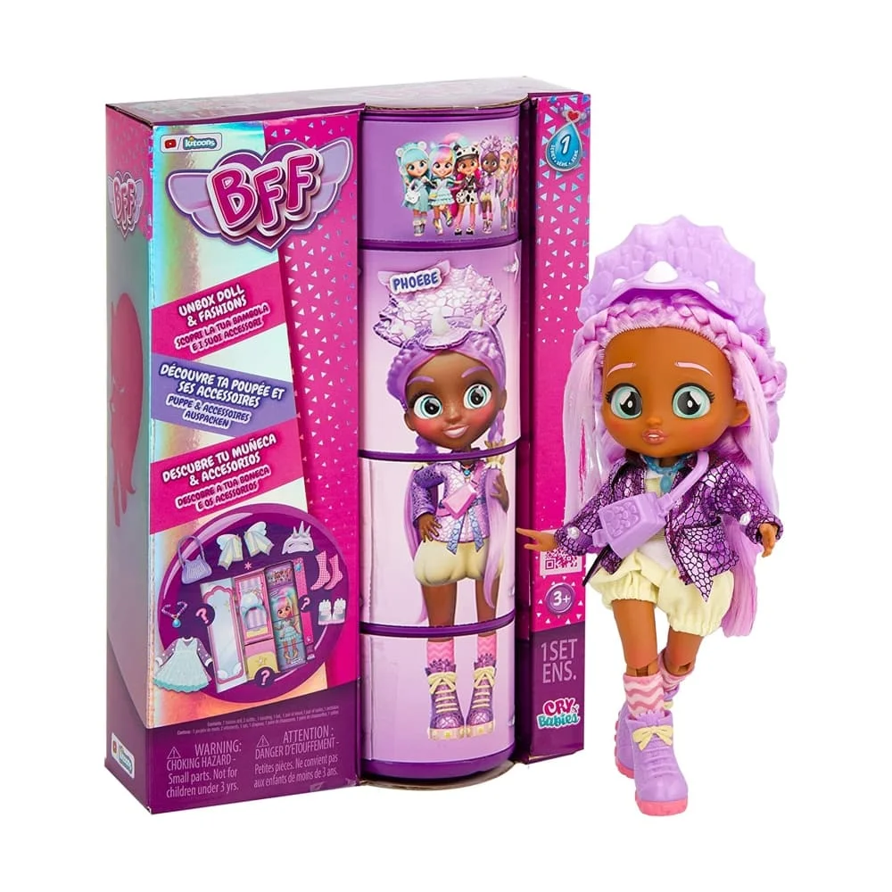 IMC BFF By Cry Babies Phoebe, Character Doll Figure, BFF Dolls for Toddler's, Cry & Fashion Dolls for Kids