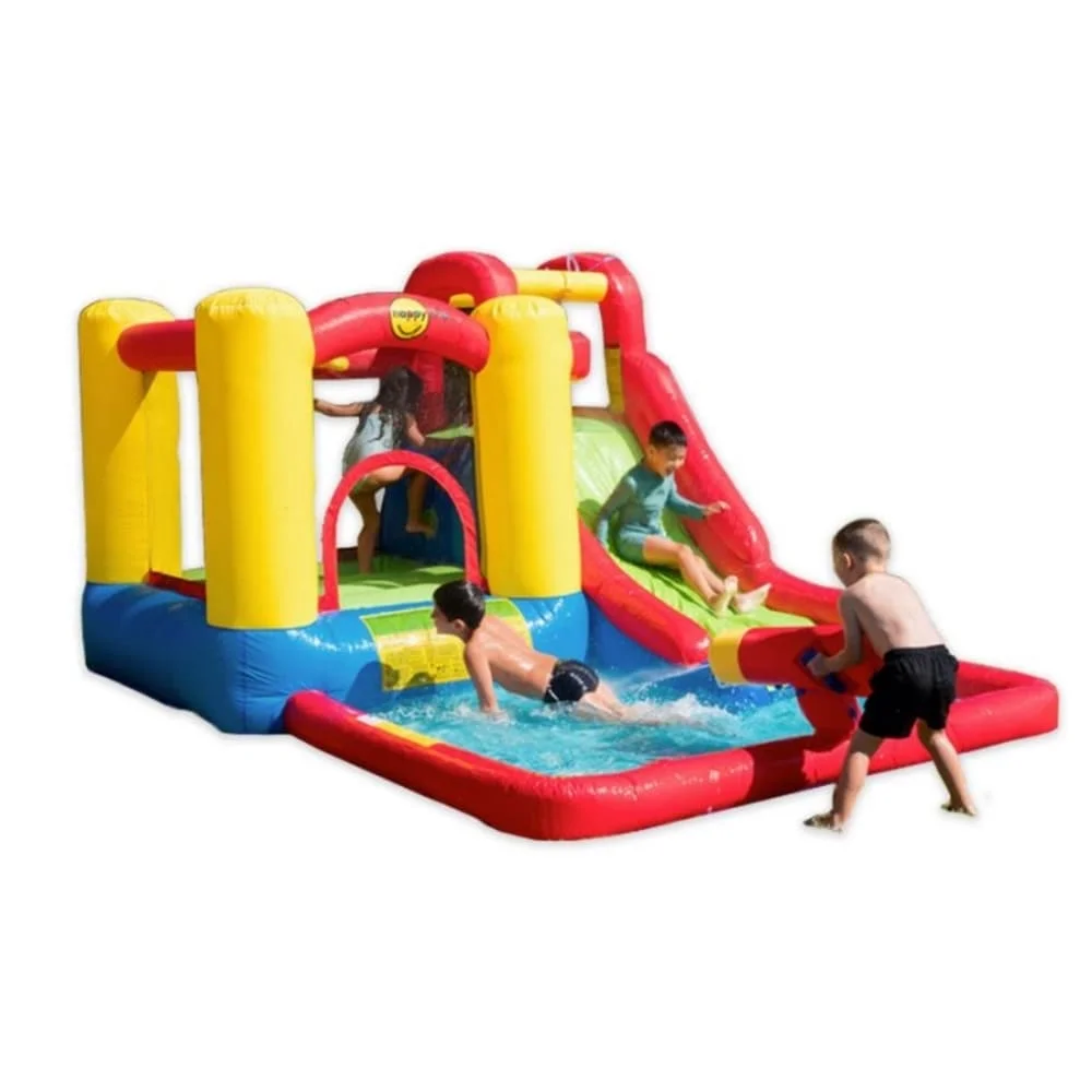 Happy Hop Jump & Splash Adventure Zone With Cannon, Slide, Ball Pit, and Bouncer Play Area, Ultimate Backyard Fun for Kids