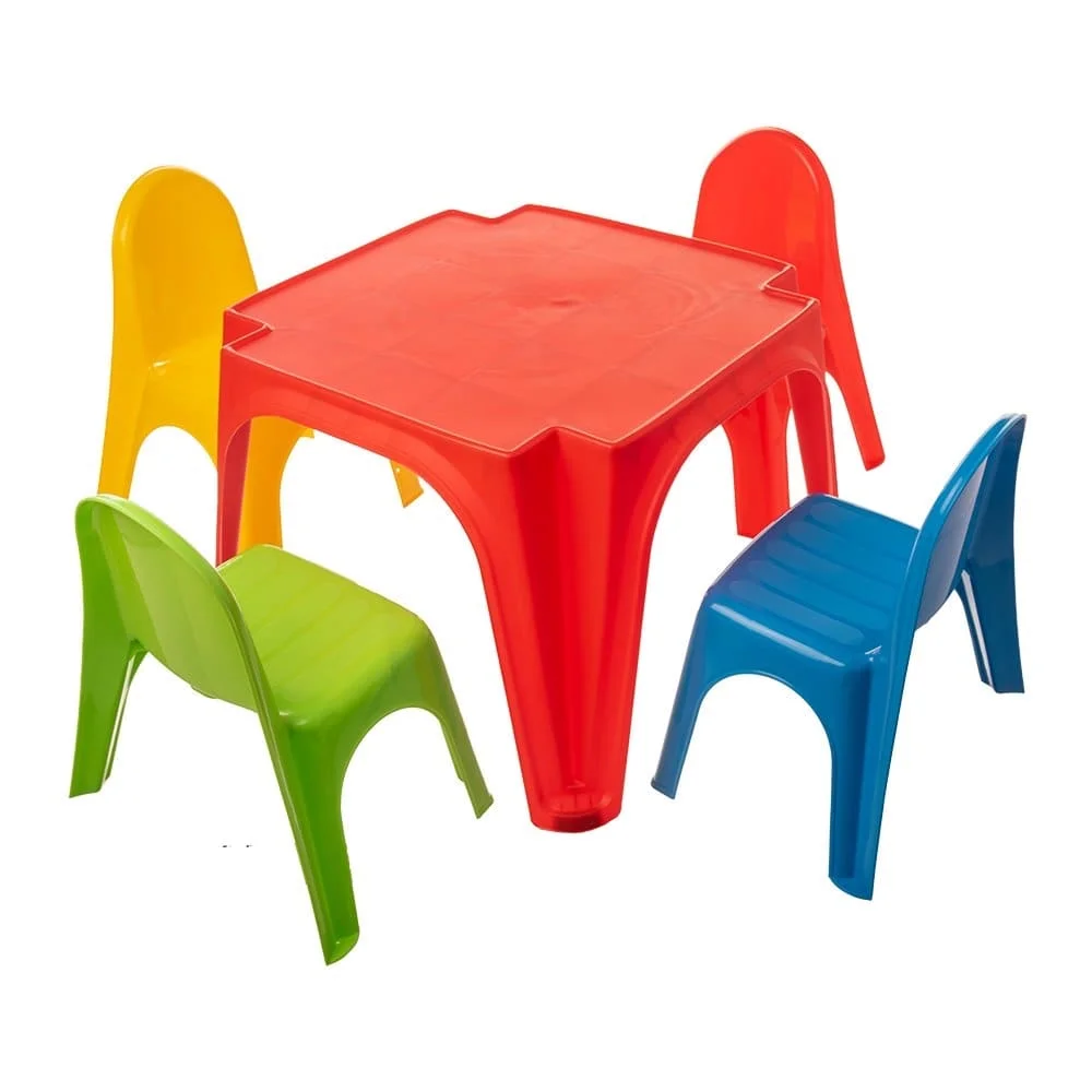 Starplay Keren Set with Large Surface, Table & 4 Chairs Set for Art, Craft, 7 Puzzle Games Kids, Toddler Table and Chair