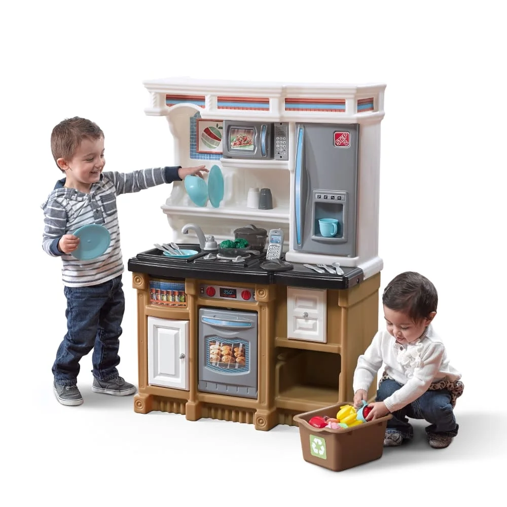 Step2 Lifestyle Custom Kitchen for Kids, Trendy Toy Kitchen Set for 2+ Children - Blue