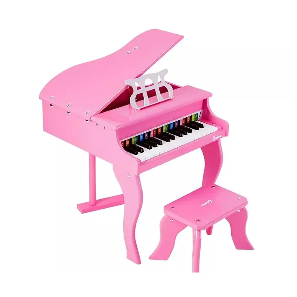 Playwell Wooden Piano for Kids, Acoustic Piano for Toddler's, Trendy Piano Bench for 3years+ Kids - Pink