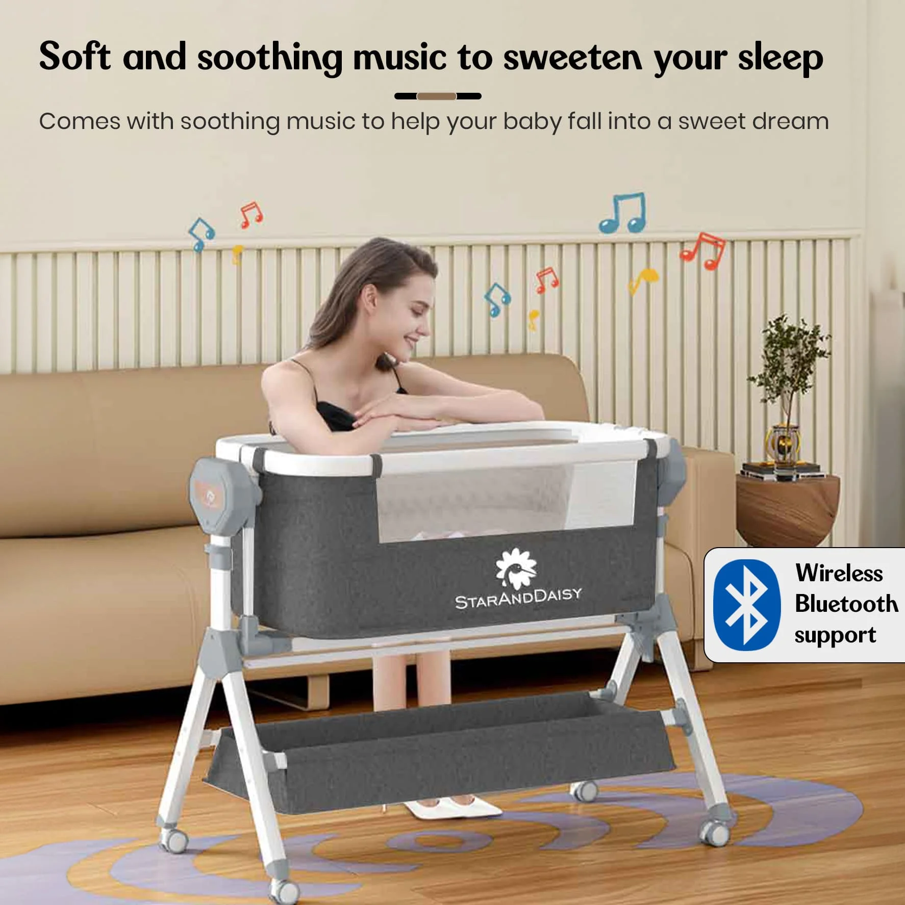 Baby swing cradle with Bluetooth
