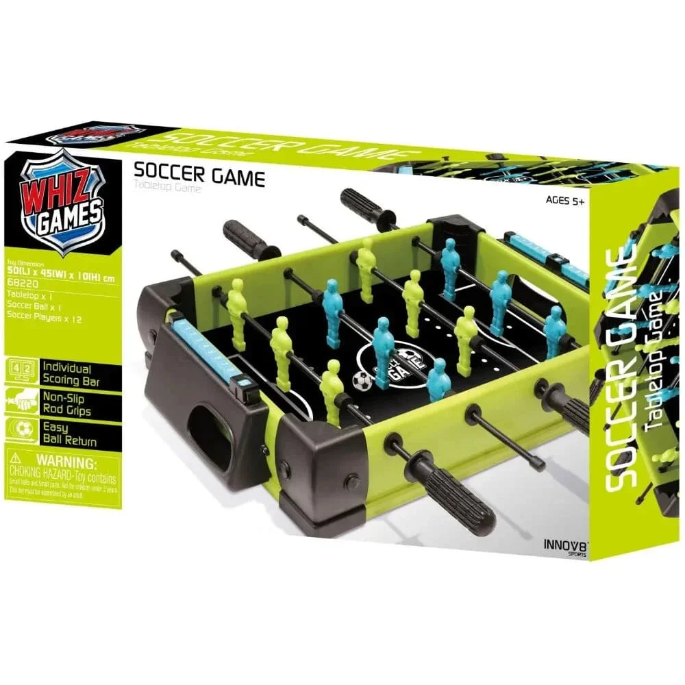 Portable Football Table with Green Playing Field