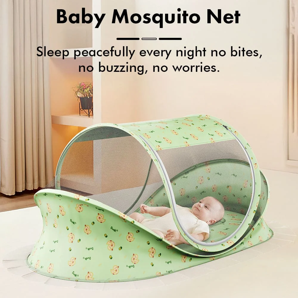 StarAndDaisy Baby Bed with Mosquito Net, Foldable Newborn Sleeping Bedding Set, Travel & Gifting - Green