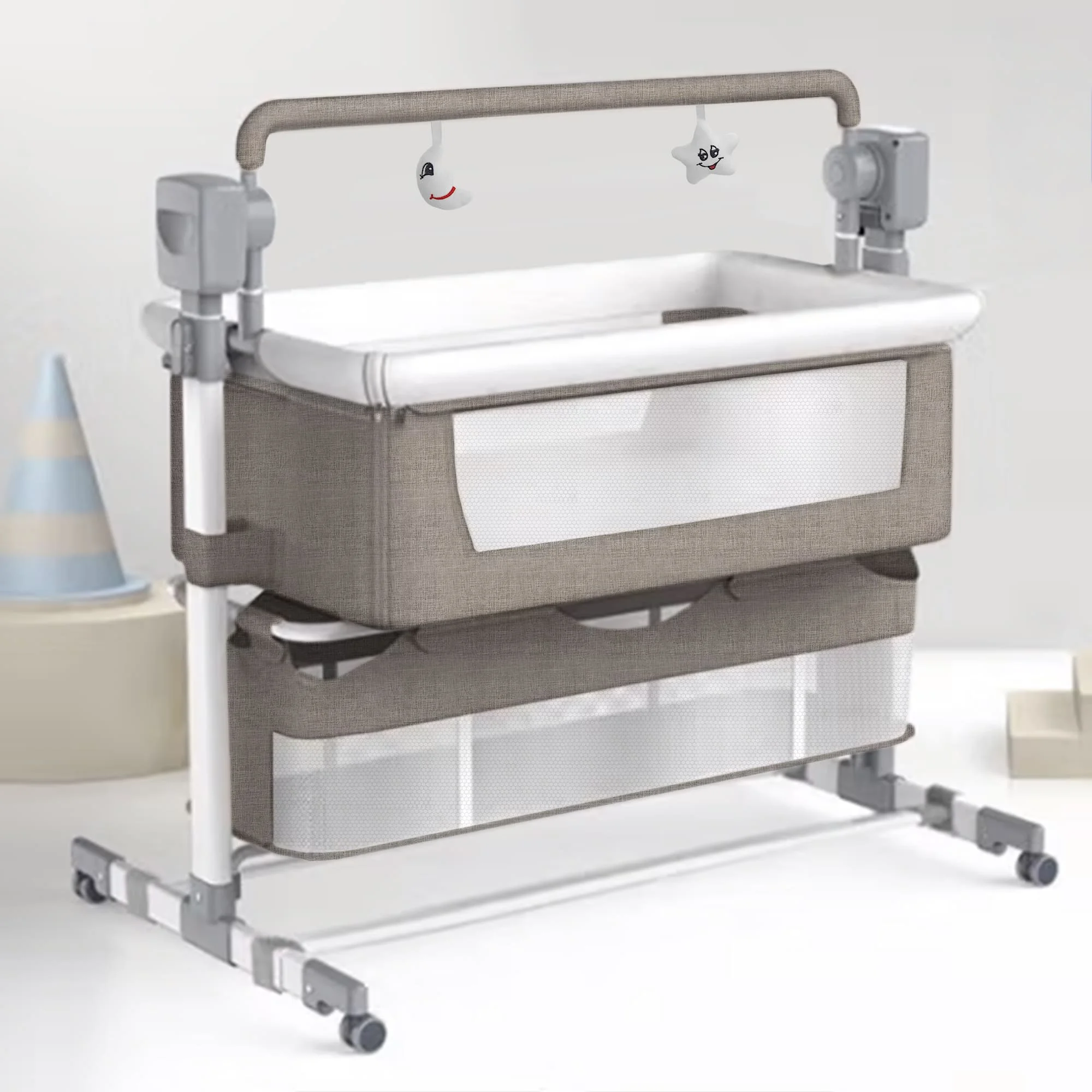 StarAndDaisy Automatic Baby Cradle Swing with 2 level of Height Adjustment, 5 Level Swing Gear Adjustment, Bluetooth and Music - EC01 Brown