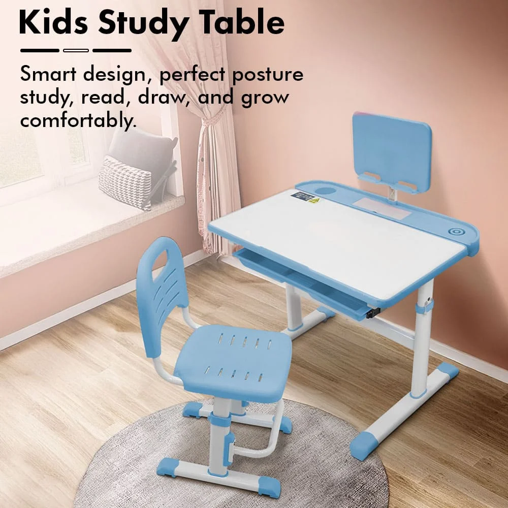 StarAndDaisy Study Table Chair Set for Kids with Adjustable Height, Smart Storage for Boys and Girls - 70A Blue