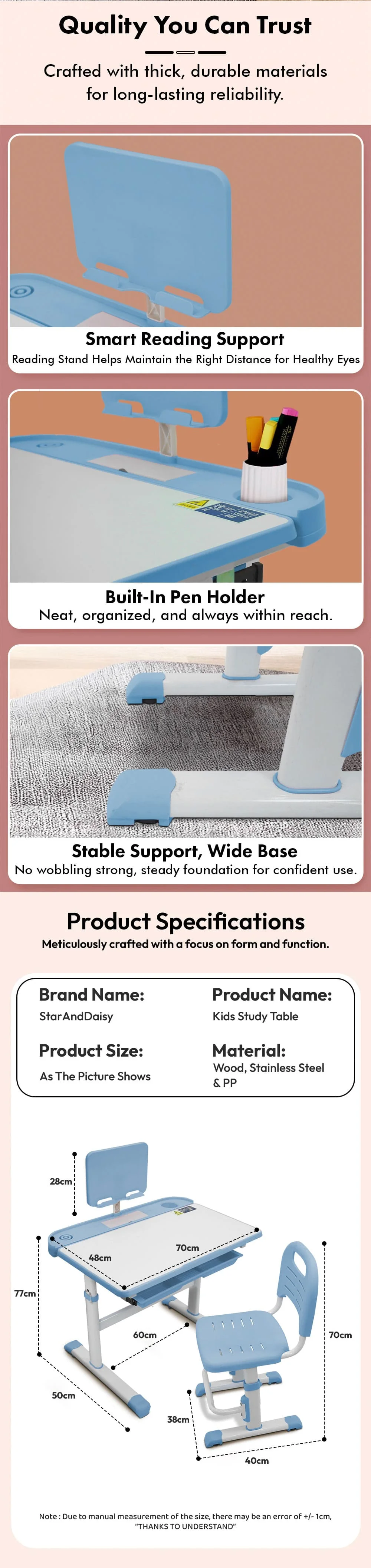 kid’s Study Table  with Supportive Back