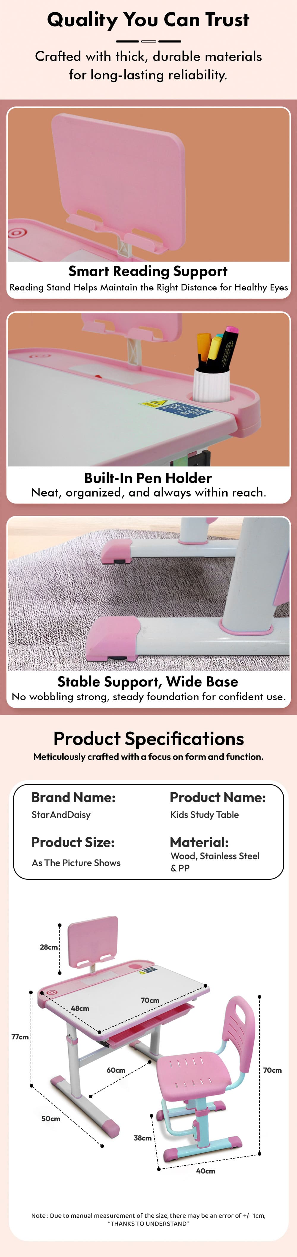 kid’s Study Table  with Supportive Back