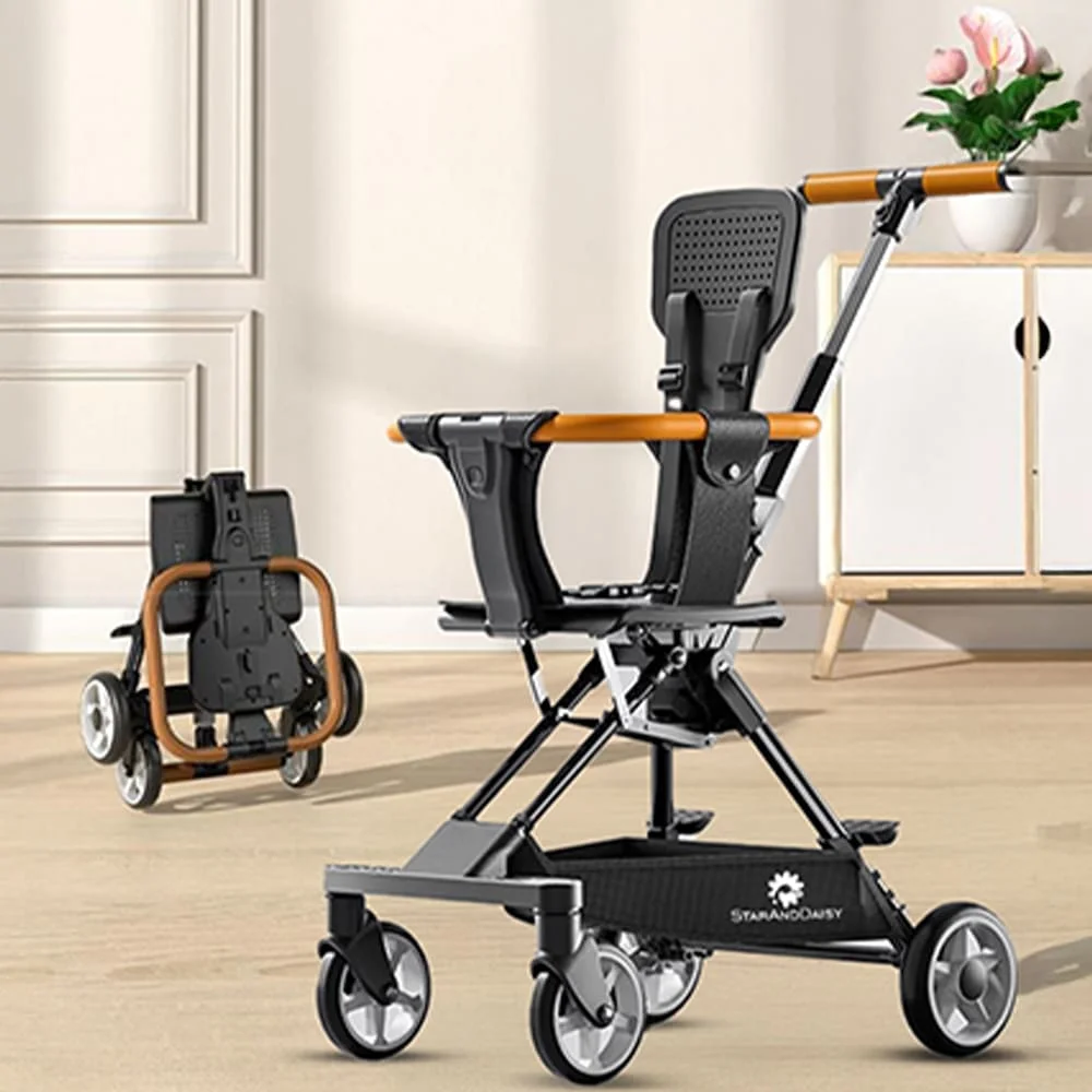 StarAndDaisy Best Stroller for Baby, Ultra-light Travel Baby Stroller with One Click Foldable Design & 360°Swivel Seat - Black