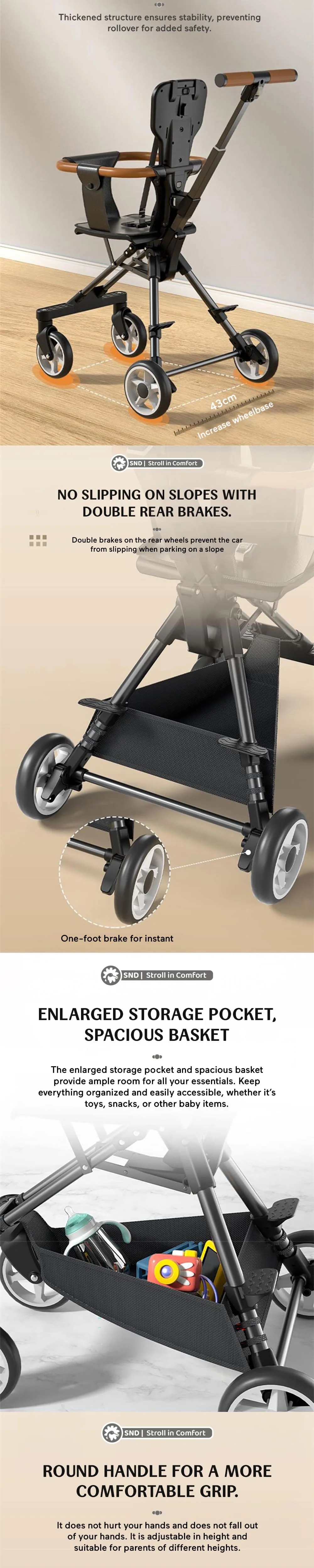 One-hand Fold Baby Stroller