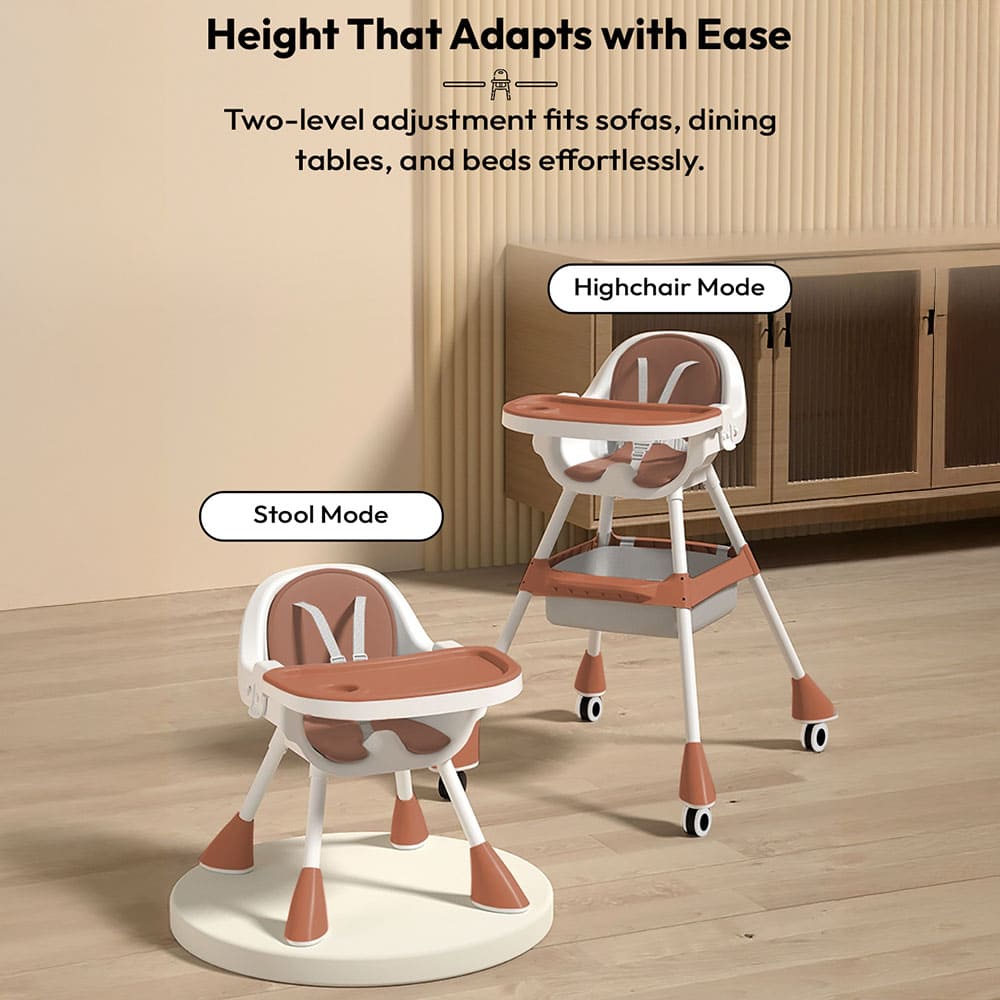 Convertible Baby High Chair With Tray And Wheels