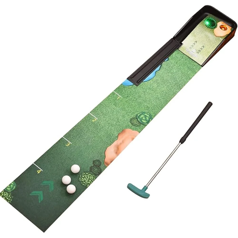 Innov8 Electronic Golf Putting Mat, 72-inch putting mat, adjustable putter, and light-up scoring hole