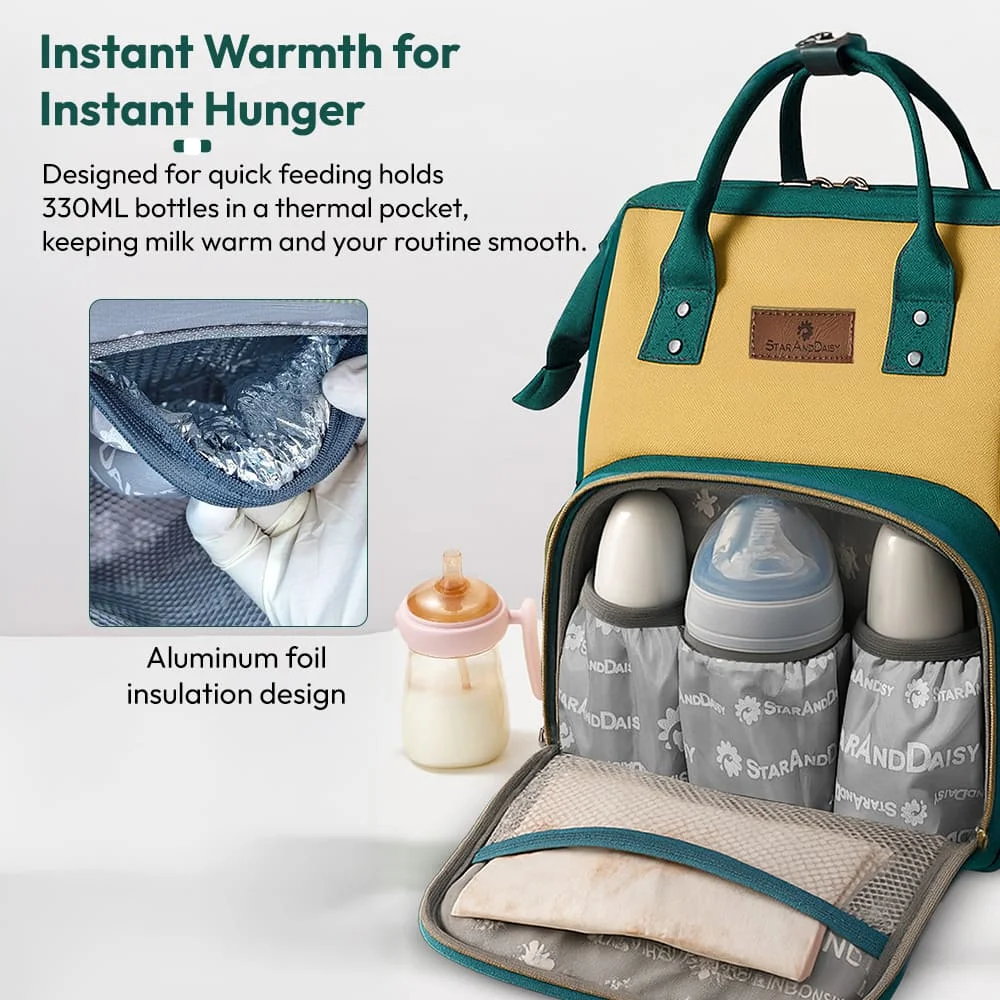 Diaper bag with insulated bottle pocket