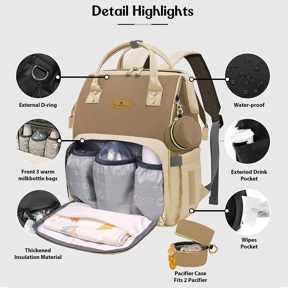 Diaper bag with insulated pockets