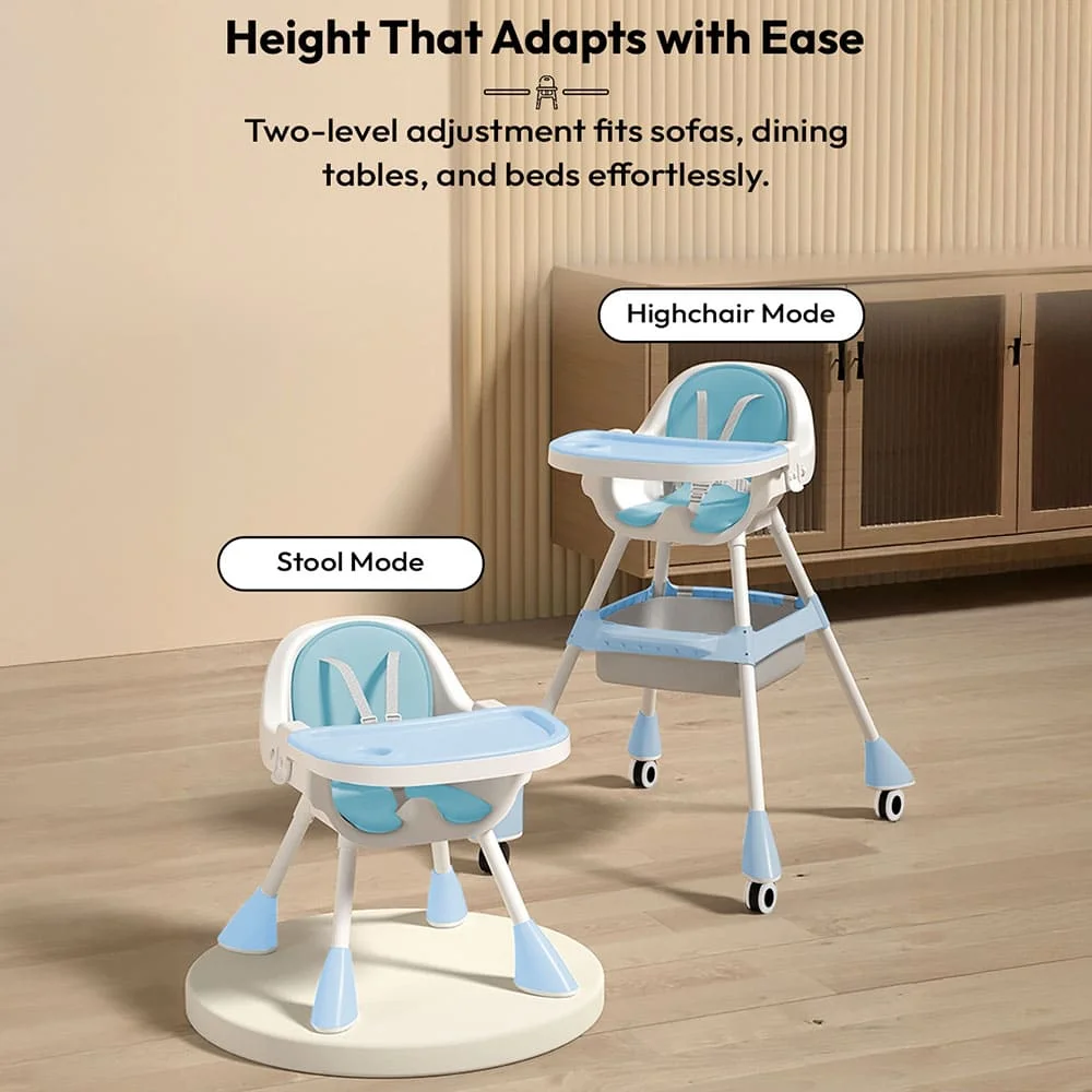Convertible Baby High Chair With Tray And Wheels