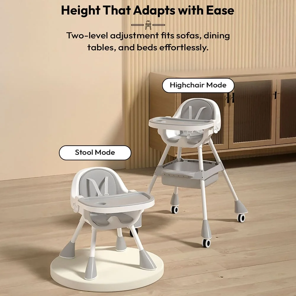 Convertible Baby High Chair With Tray And Wheels