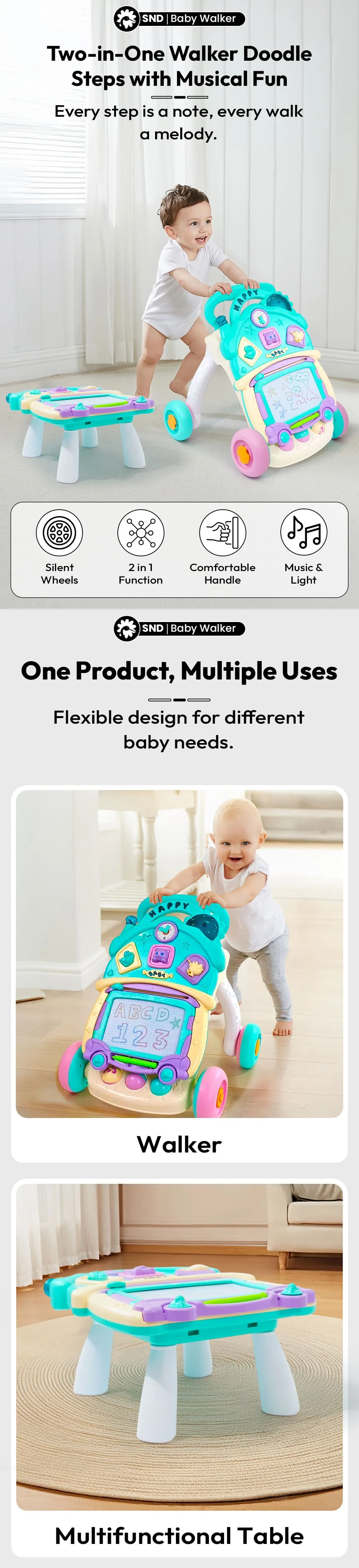 2-in-1 Push Walker for Baby 