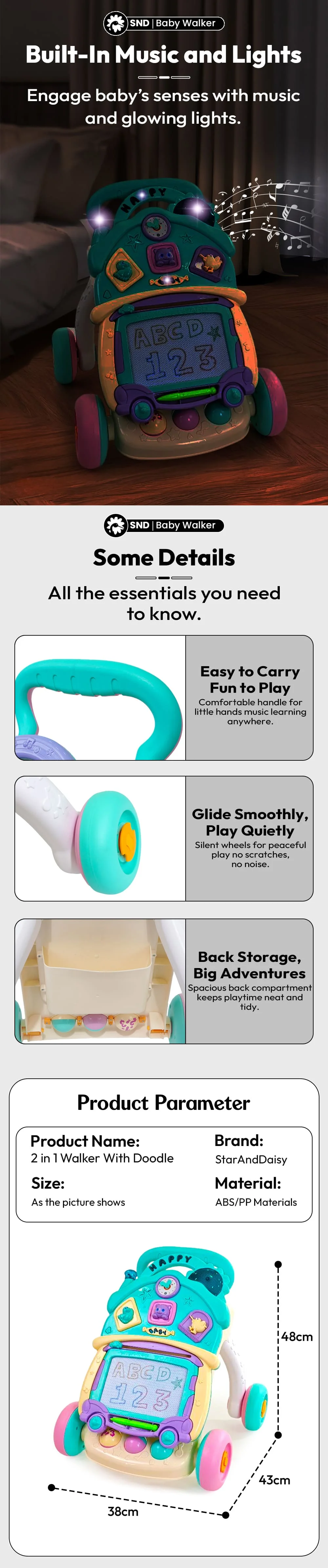 2-in-1 Push Walker for Baby 