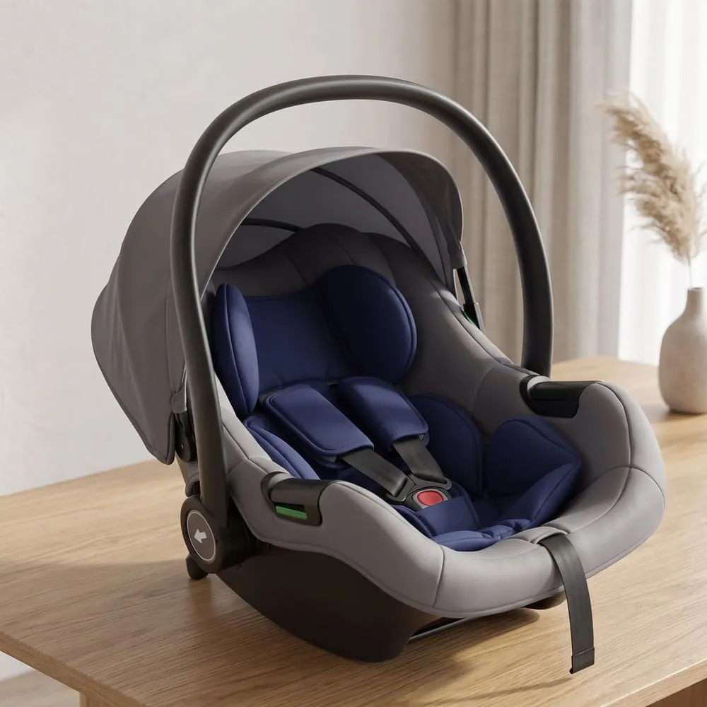StarAndDaisy Baby Carry Cot/Car Seat with 3-Point Safety Belt, Canopy and Cloud Fabric Comfort – Blue