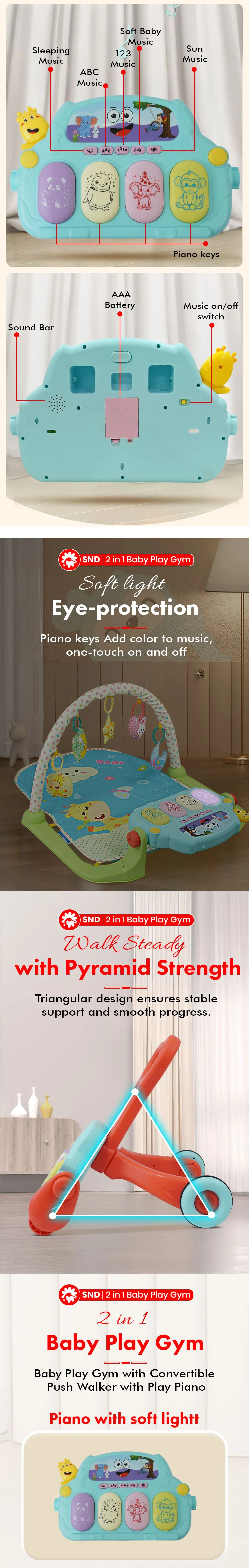 Adjustable Baby Play Gym Cum Walker