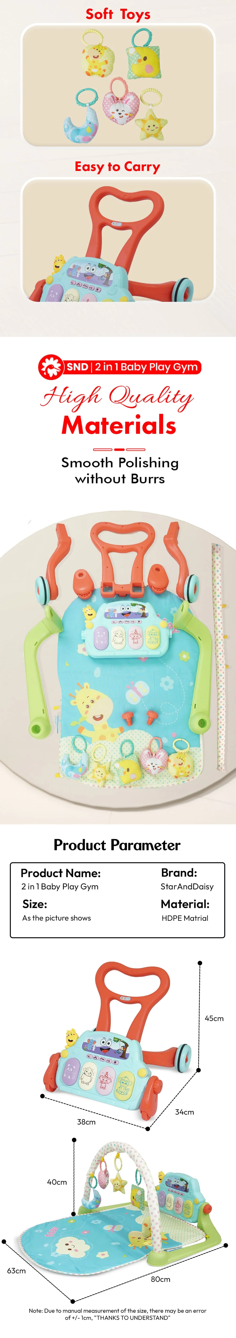 Baby Play Gym Cum Walker with Music