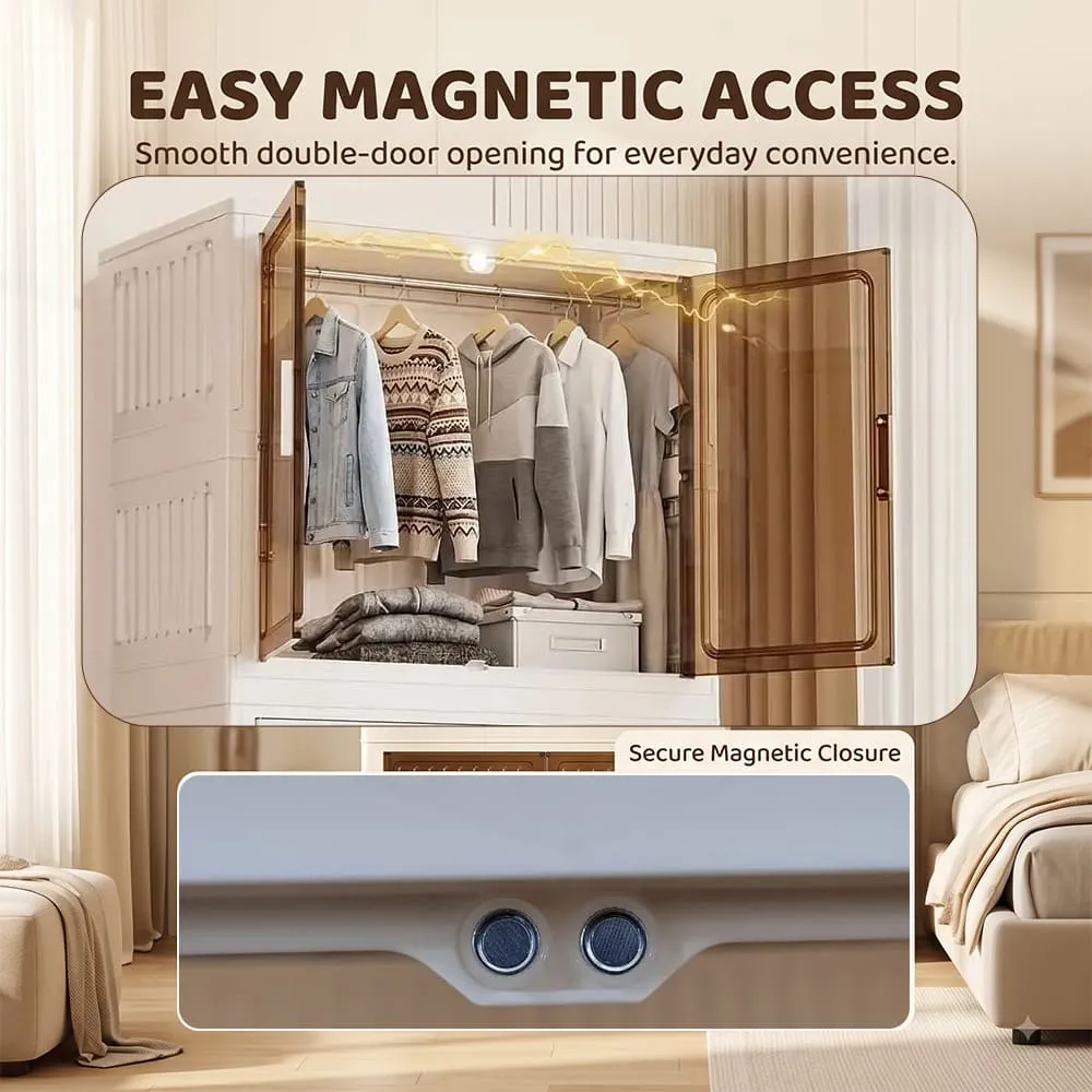 easy magnet close Foldable Storage Cabinets Transparent 1 Wardrobe 3 Folding Boxes easy magnet close Foldable Storage Cabinets Transparent 1 Wardrobe 3 Folding Boxes