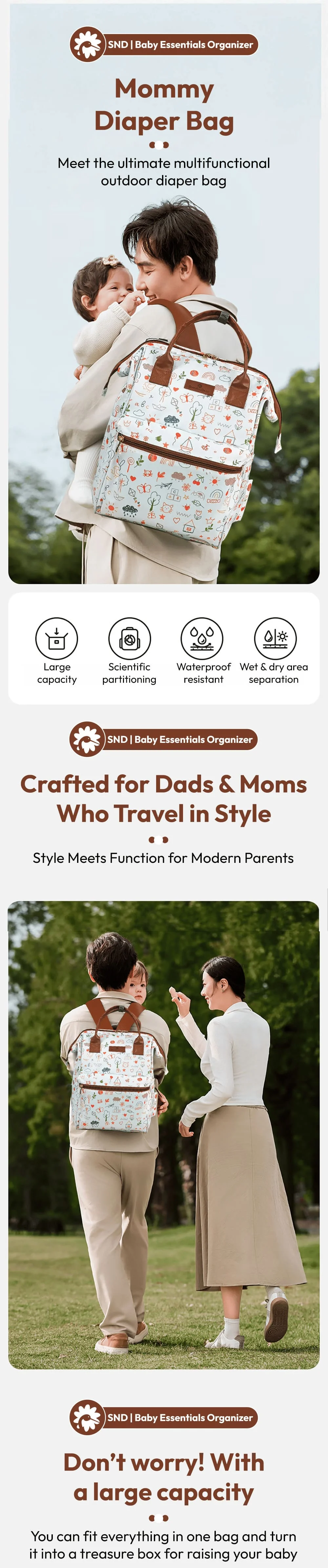 Baby diaper bag for travel