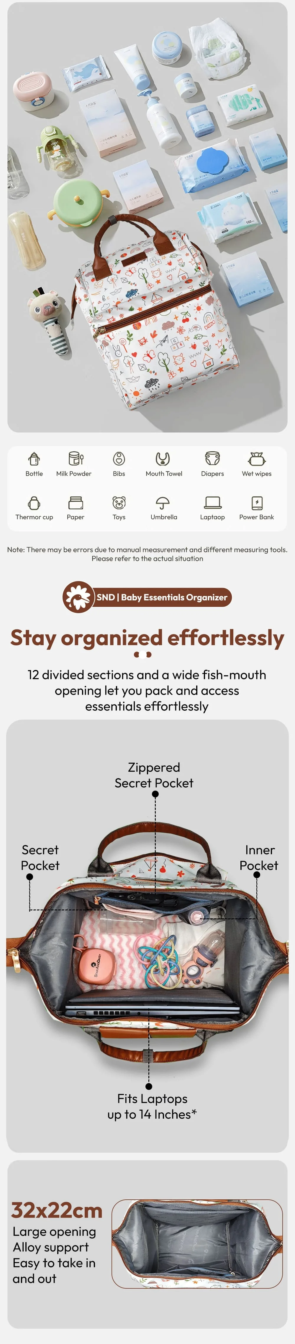 Baby diaper bag for travel