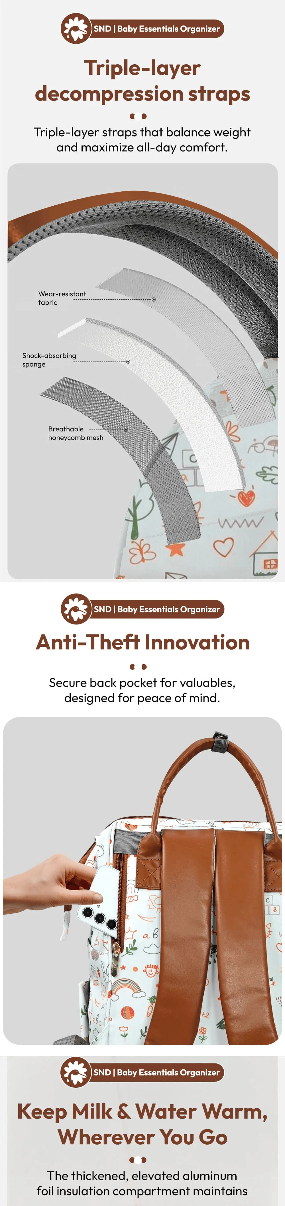 Baby diaper bag for travel