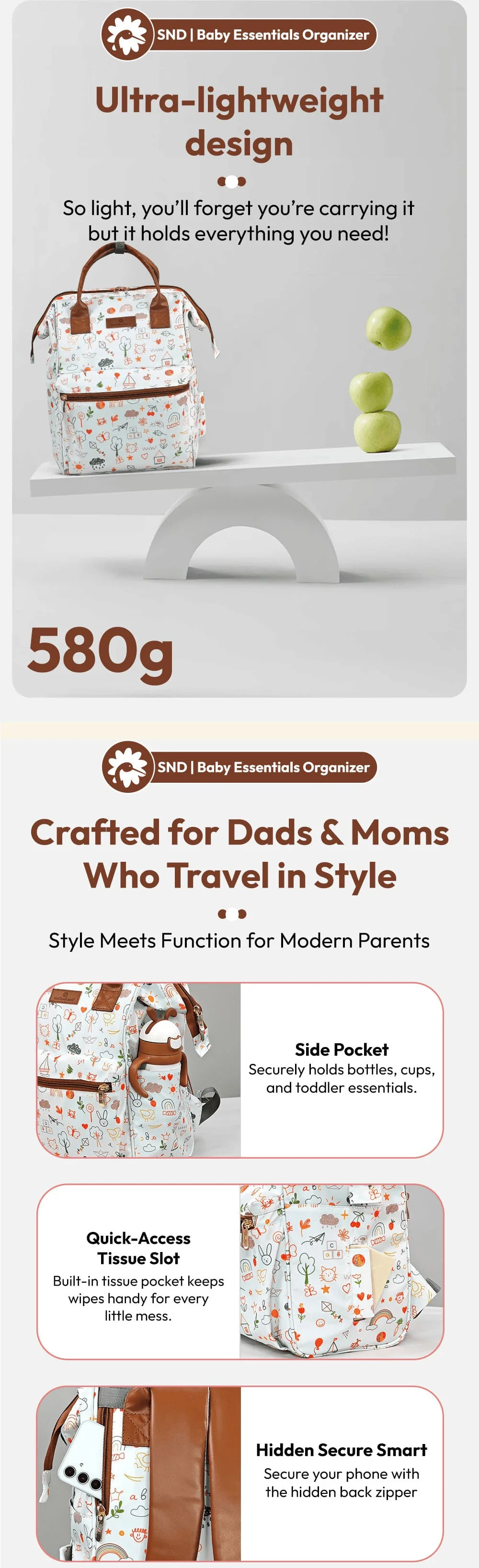 Baby diaper bag for travel