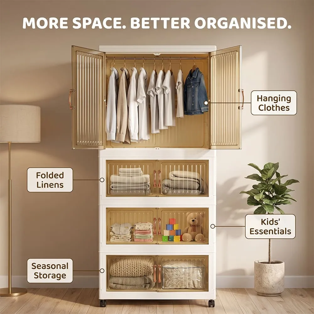 more space Foldable Storage Cabinets Transparent 1 Wardrobe 3 Folding Boxes more space Foldable Storage Cabinets Transparent 1 Wardrobe 3 Folding Boxes