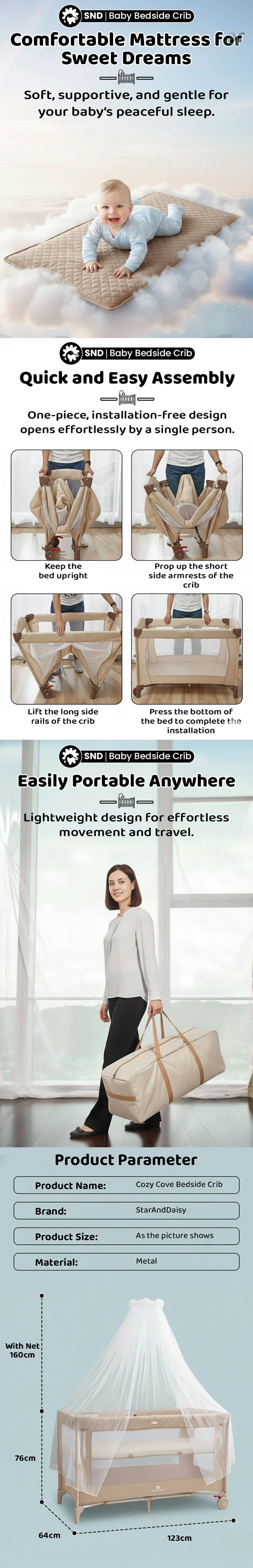 CozyCove Bedside Crib