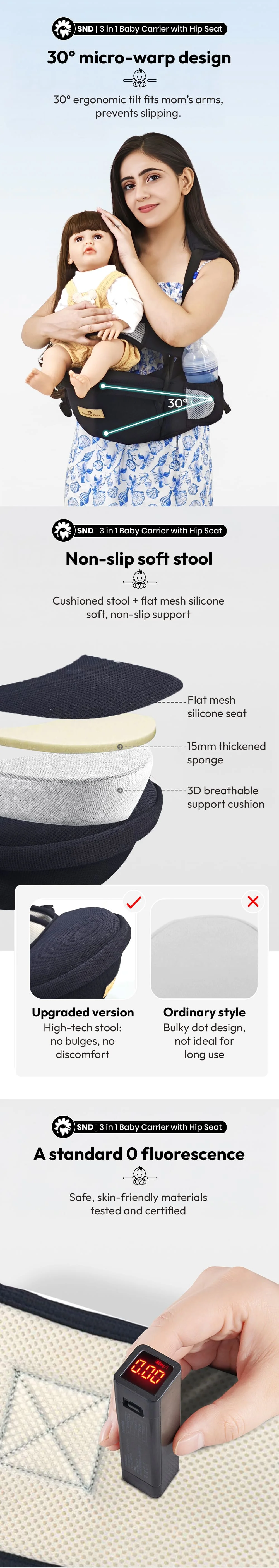 3-in-1 Baby Cariier Bag with Heap Seat