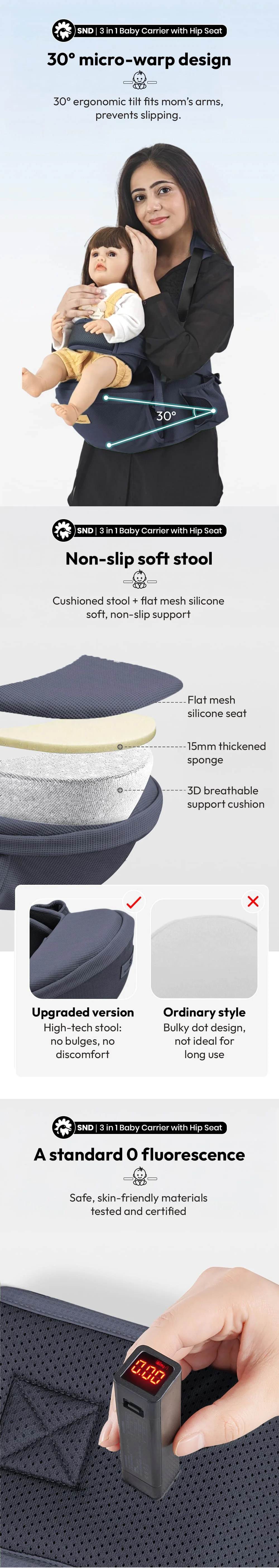 3-in-1 Baby Cariier Bag with Heap Seat