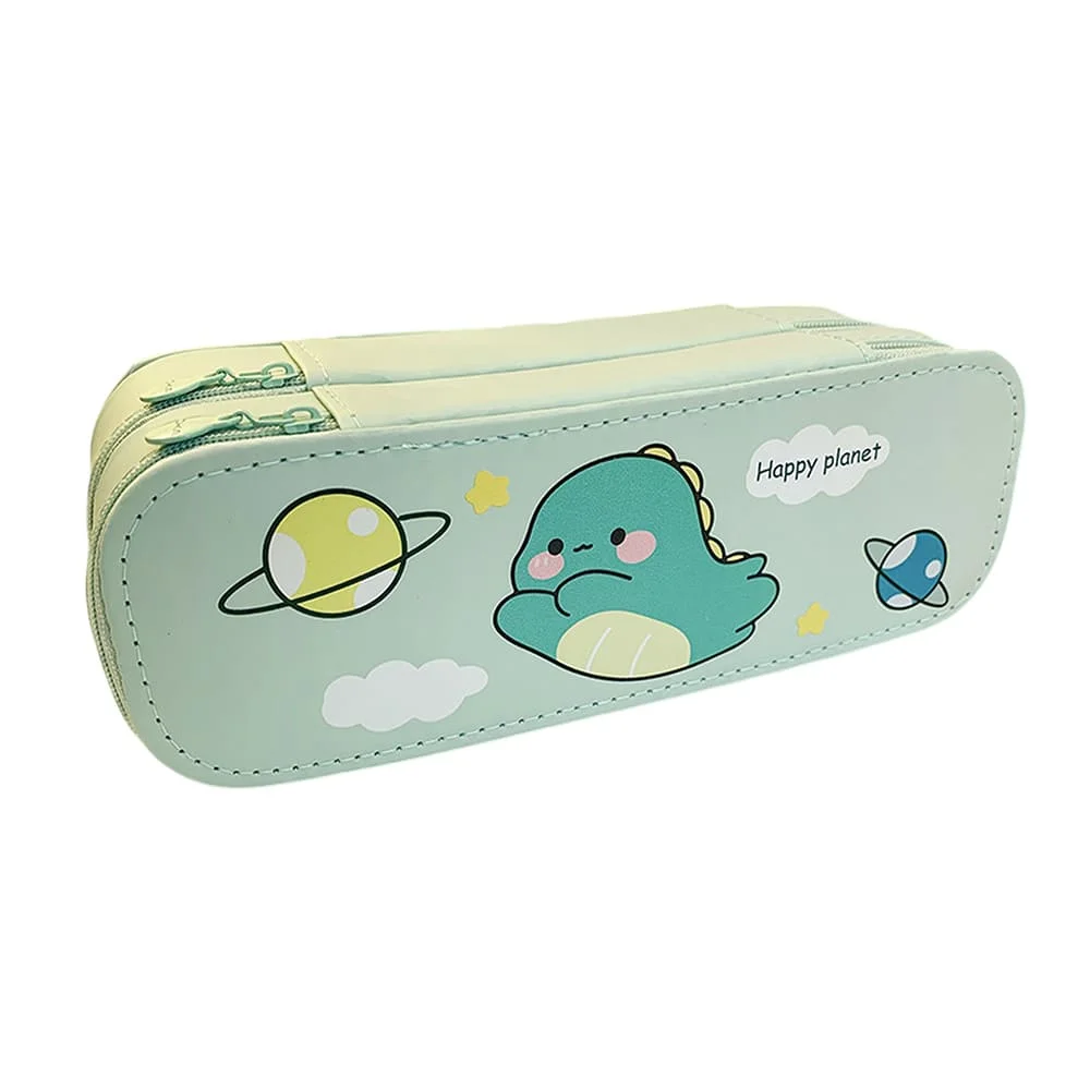Cartoon-Double-Decker-pencil-box-Green