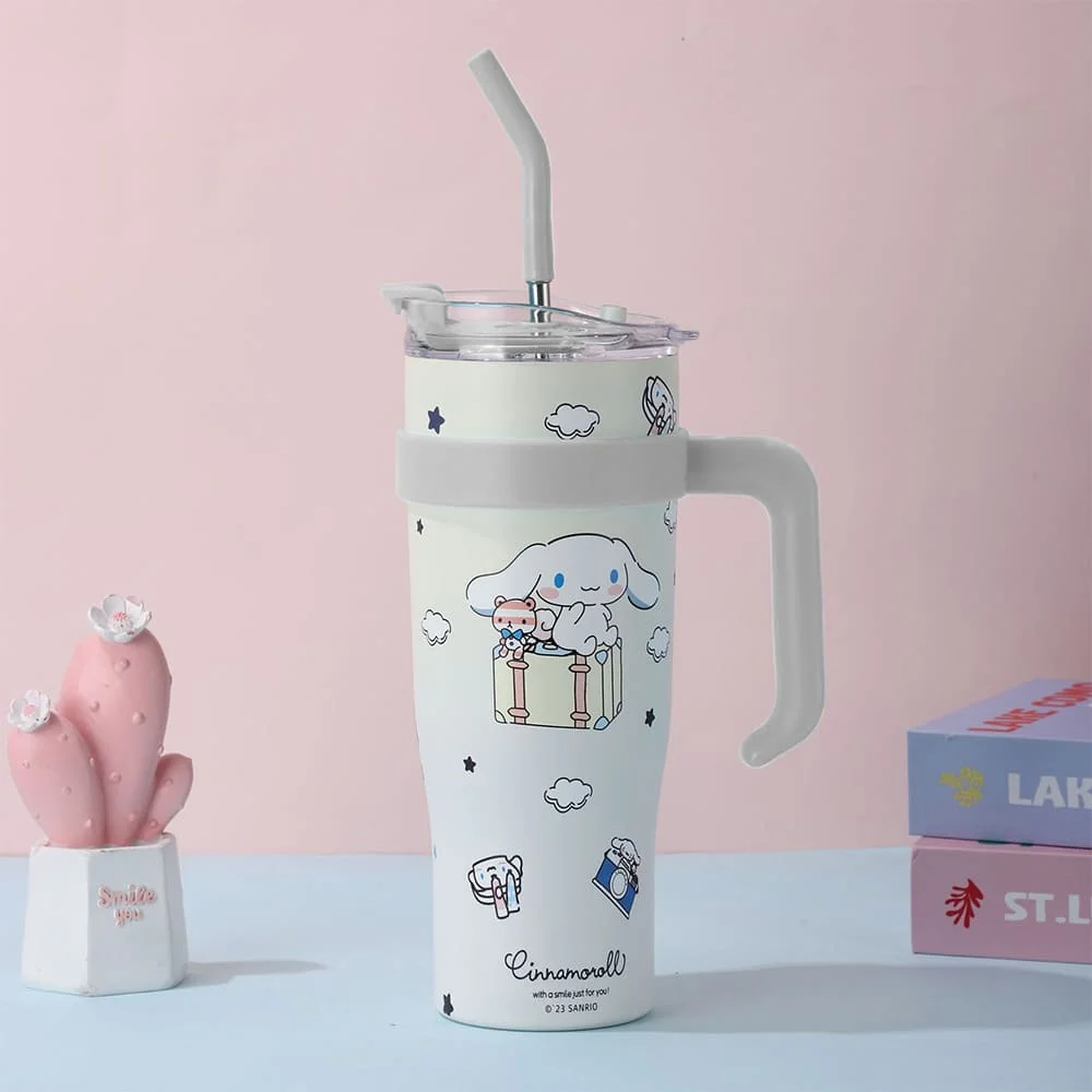 Cartoonistic stailess steel tumbler large size white