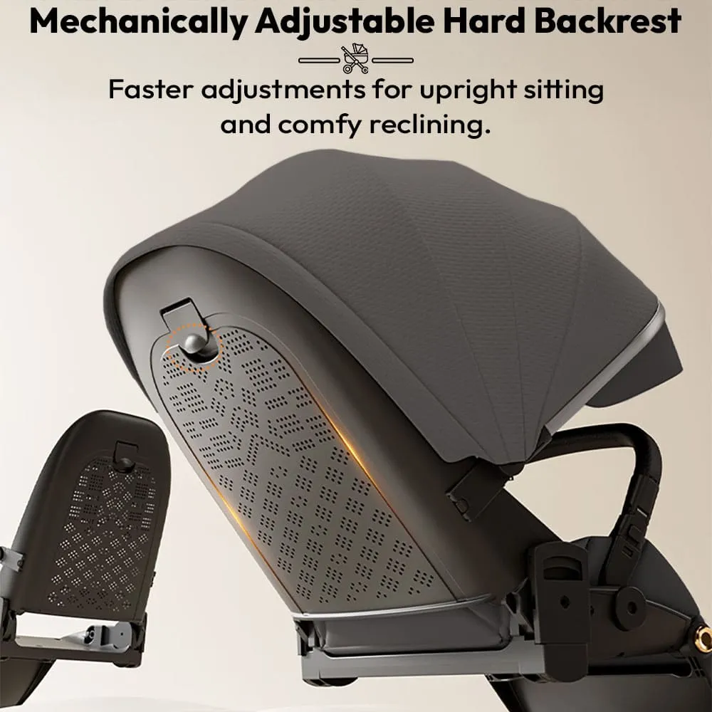 adjustable backrest nova baby stroller grey