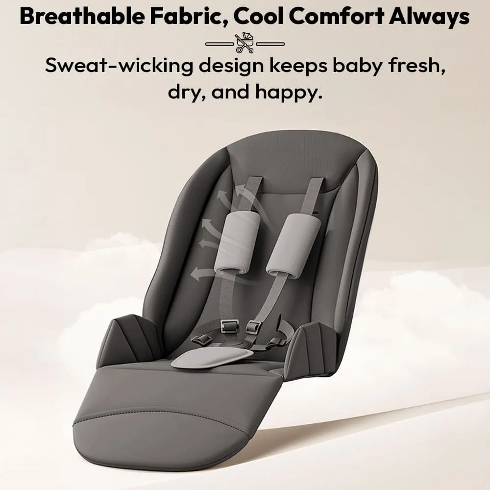 breathable fabric nova baby stroller grey