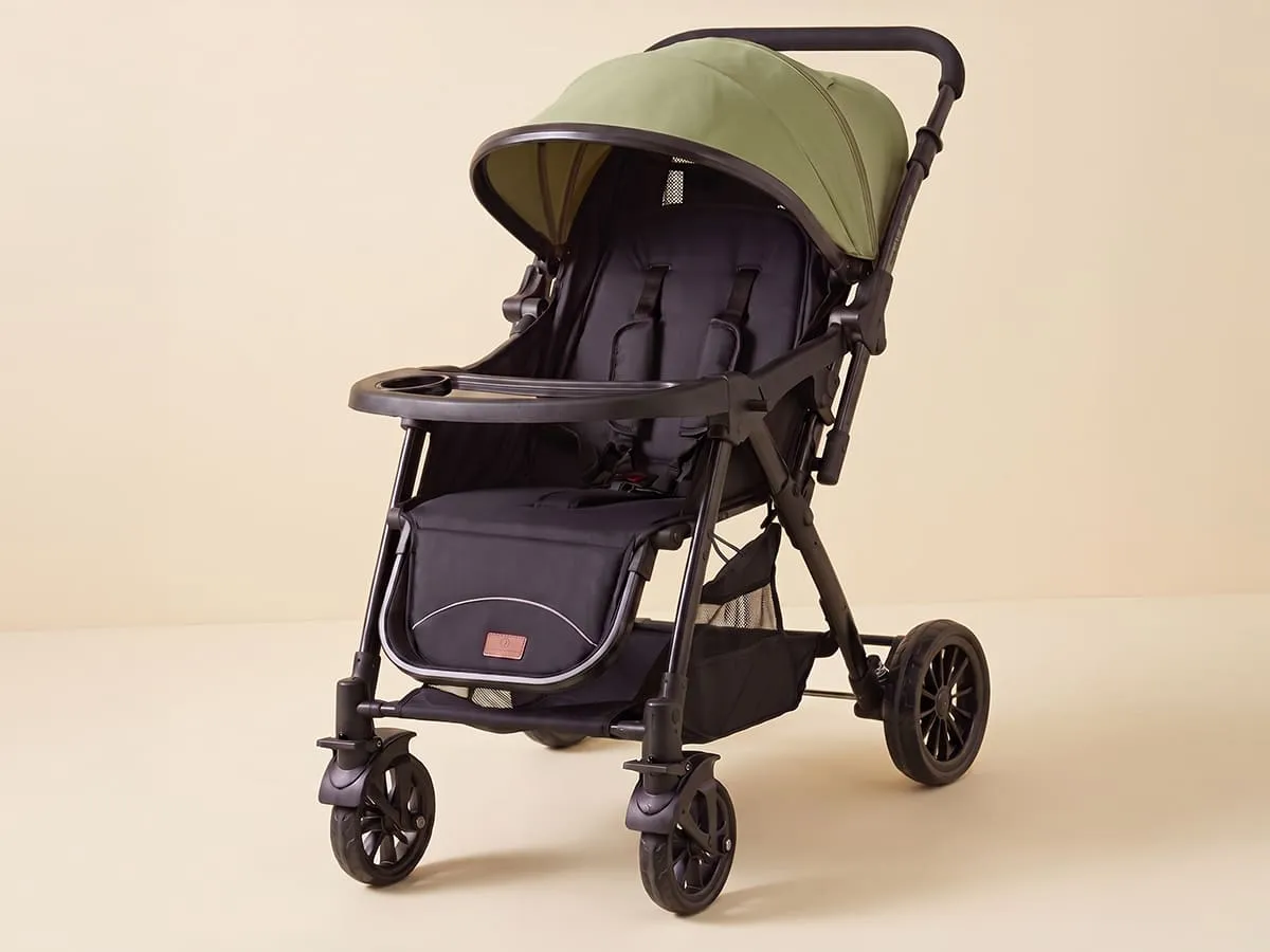 Baby Stroller with Reversible Handle, Lightweight & Foldable with Canopy