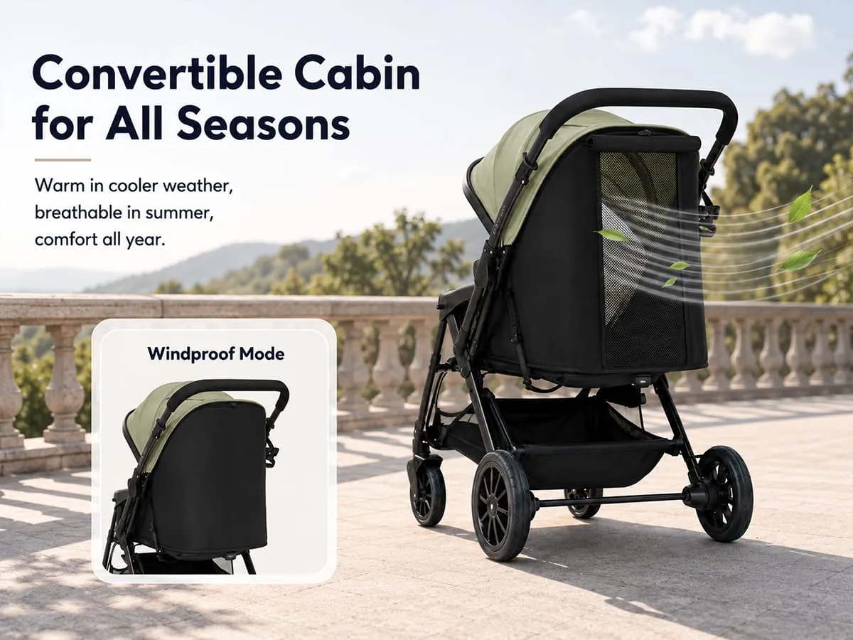 Baby Stroller with Reversible Handle, Lightweight & Foldable with Canopy