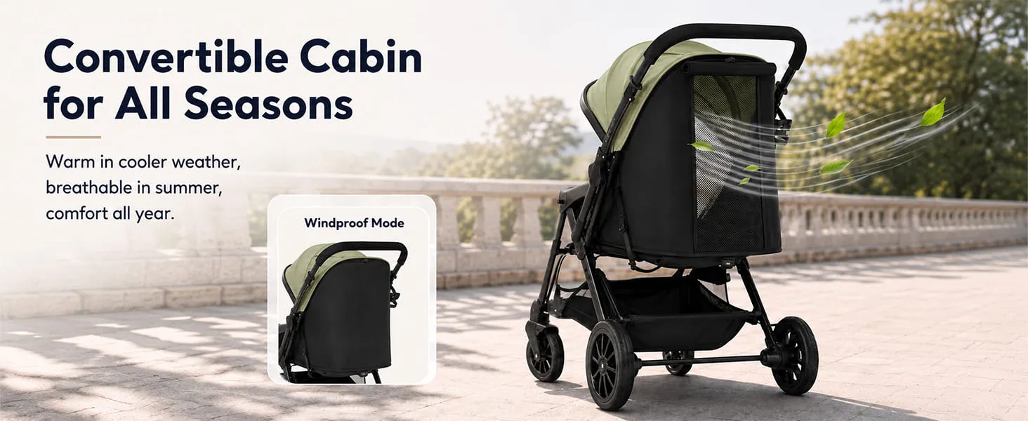 Baby Stroller with Reversible Handle, Lightweight & Foldable with Canopy