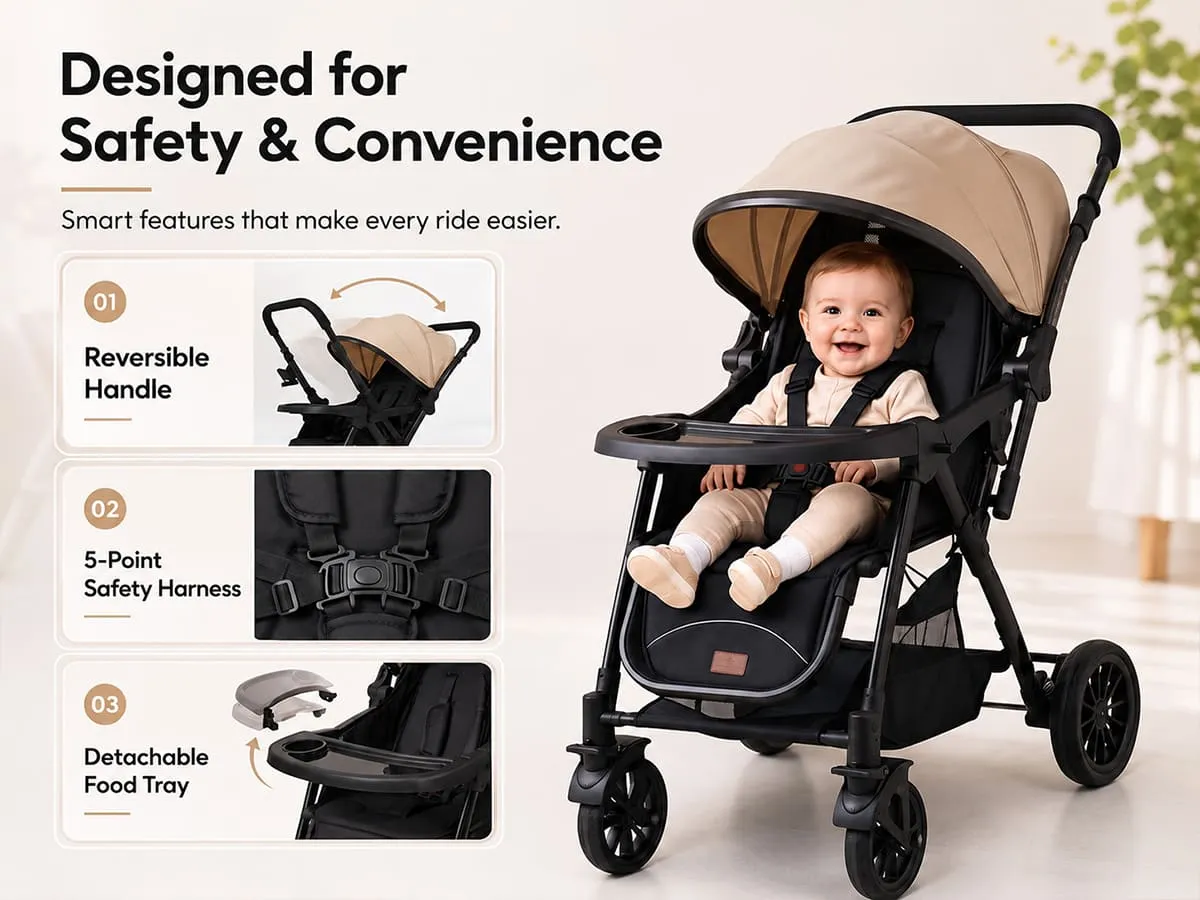City Joy Baby Stroller with Reversible Handle