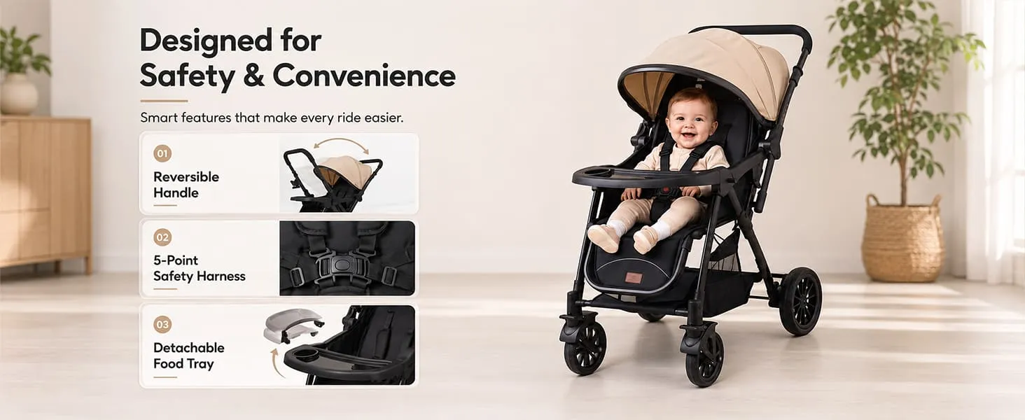 City Joy Baby Stroller with Reversible Handle
