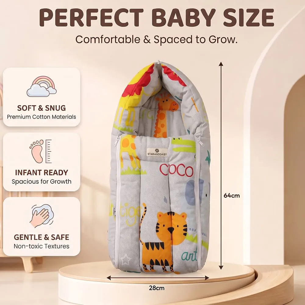 details and dimension of baby sleeping bag animal print