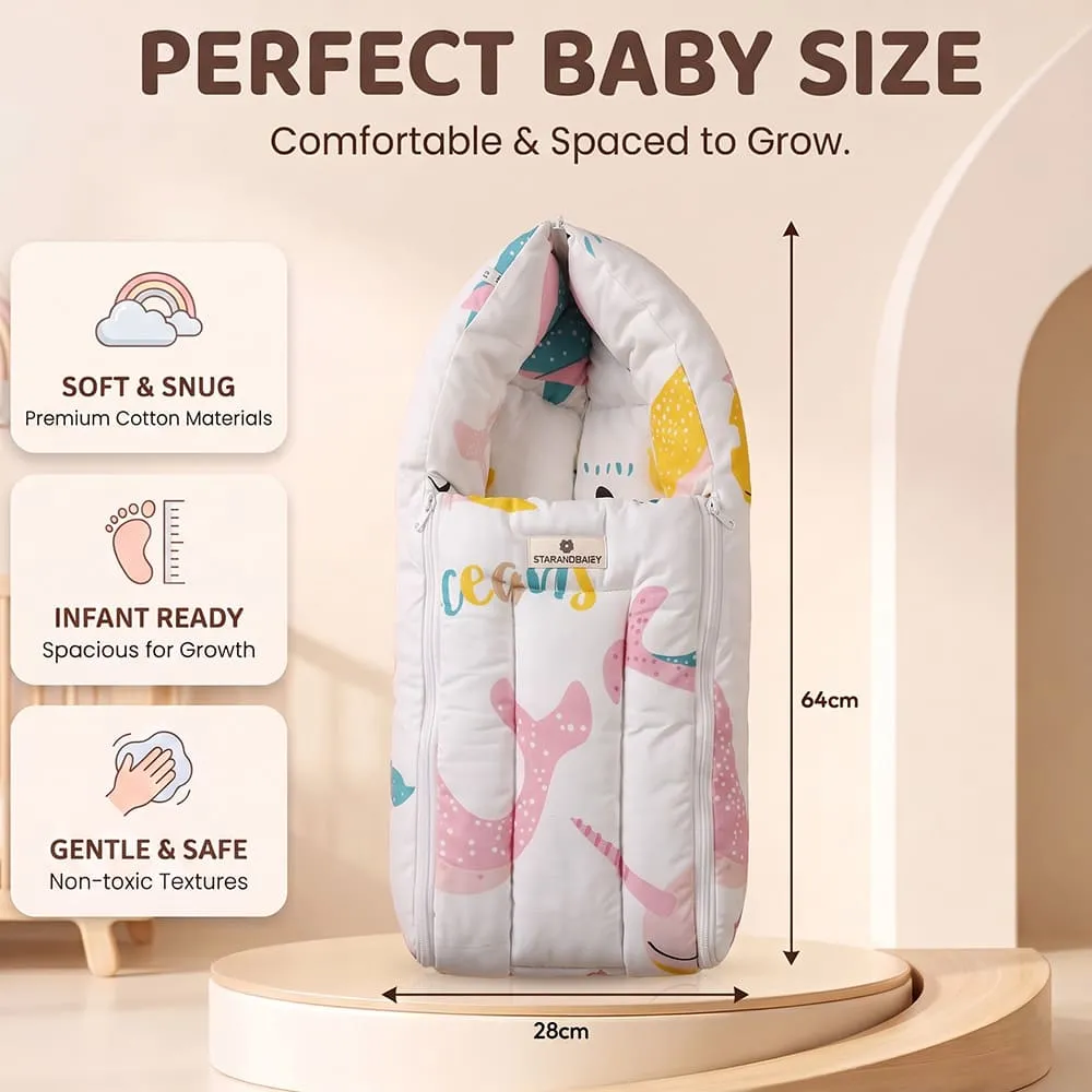 details and dimension of baby sleeping bag ocean print