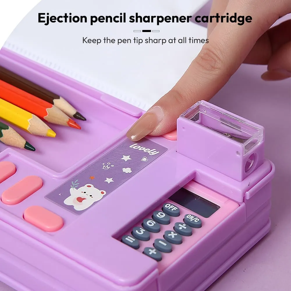 kids pencil box for school pencil ejection and sharpener