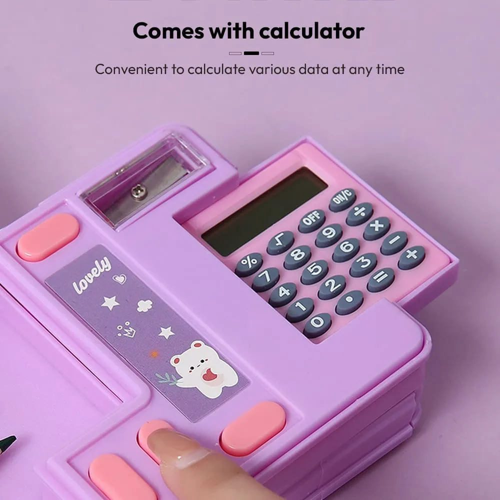 kids pencil box for school with calculator