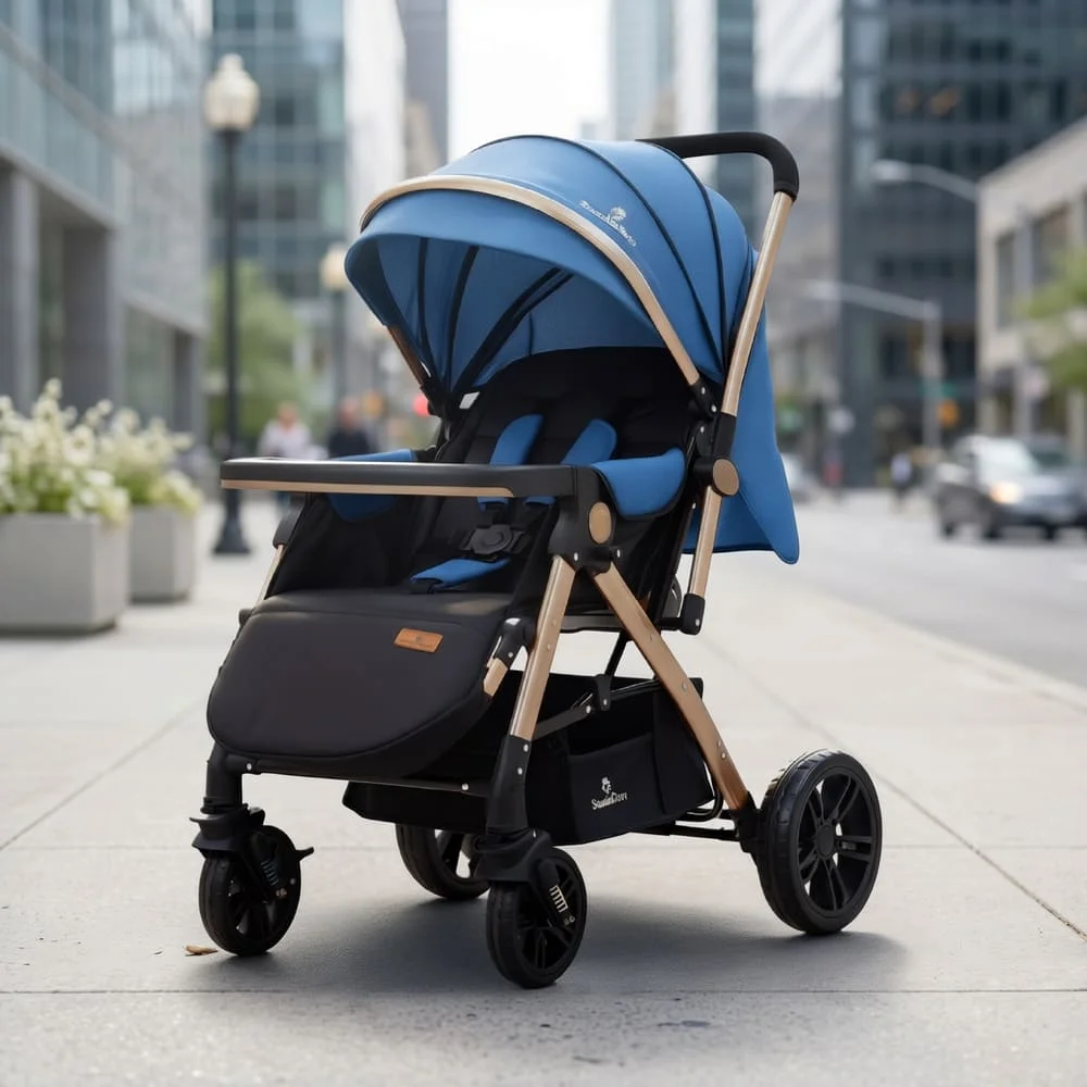 luna luxe stroller blue